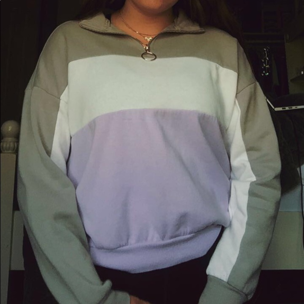 forever 21 quarter zip color block long sleeve